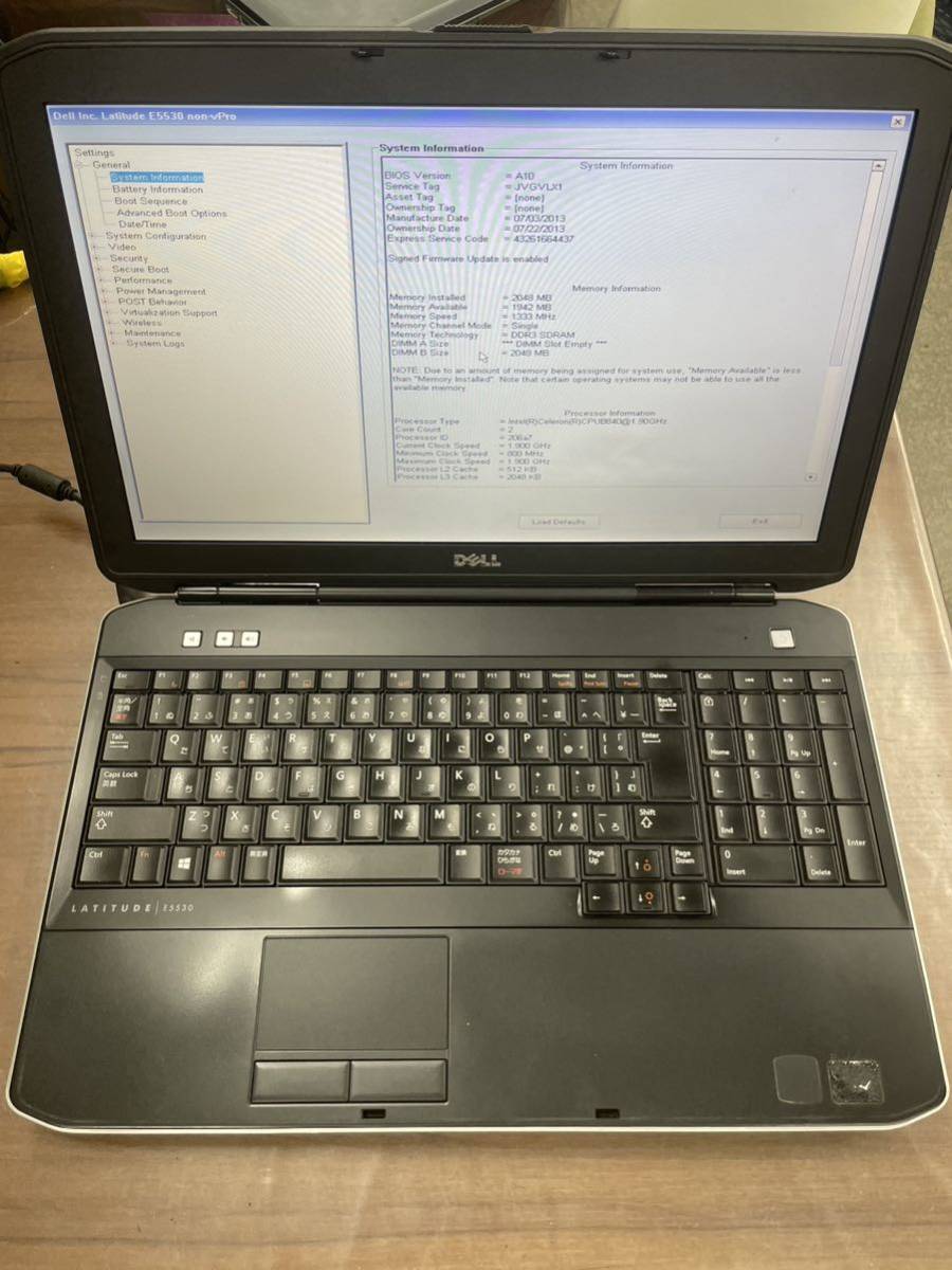 ジャンク品 DELL Latitude E5530 Celeron-B840／メモリ2GB／HDDなし／マウンターなし(062808)_画像1