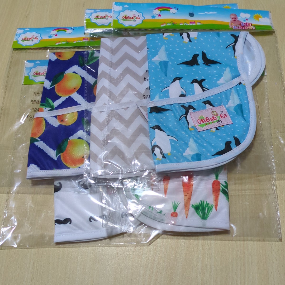 506h2302 Ohbabyka5点セット ビブ お食事エプロン スタイ よだれかけ スーパービブ 防水|PayPayフリマ Ohbabyka5点セット お食事エプロン スタイ ポケット付き