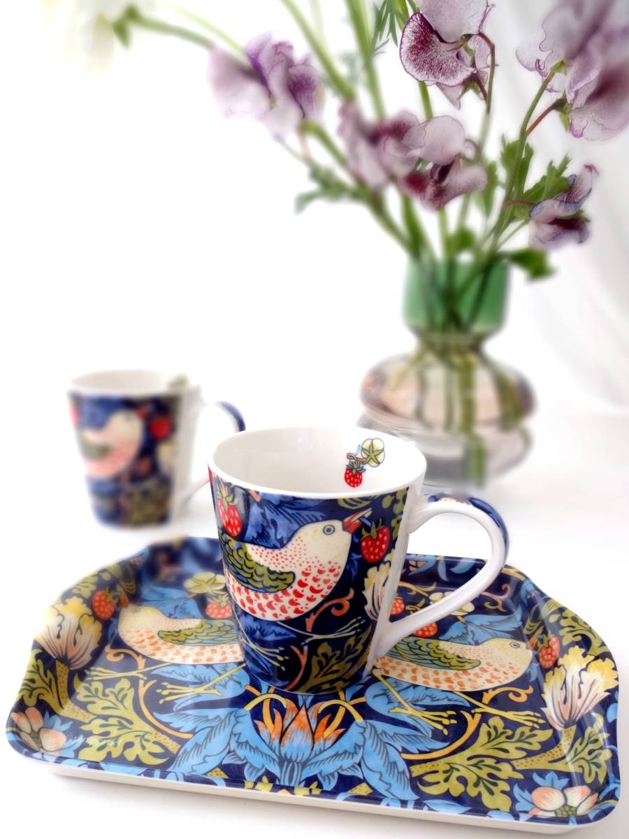 新品 ◆ William Morris ◆ ウィリアムモリス Pimpernel ピンパーネル いちご泥棒 鳥 陶器 マグカップ コーヒーカップ ティー イギリス_画像2