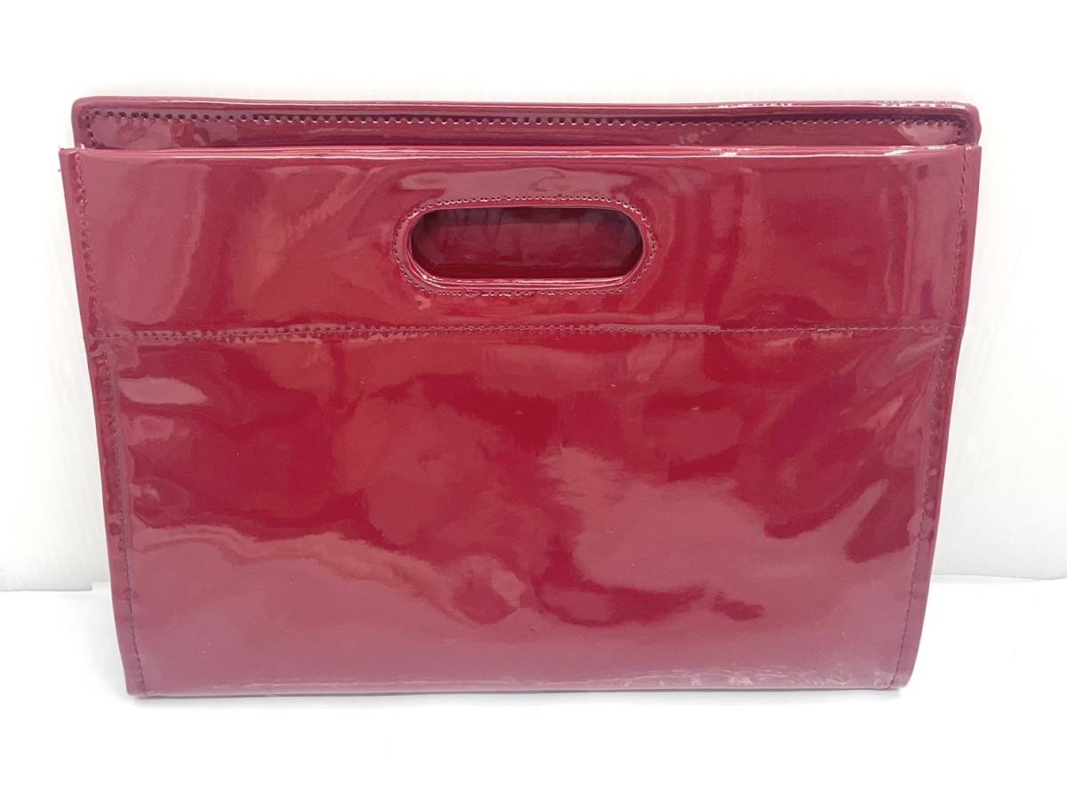  free shipping h48279 BEAMS Beams handbag clutch bag enamel red red unused 