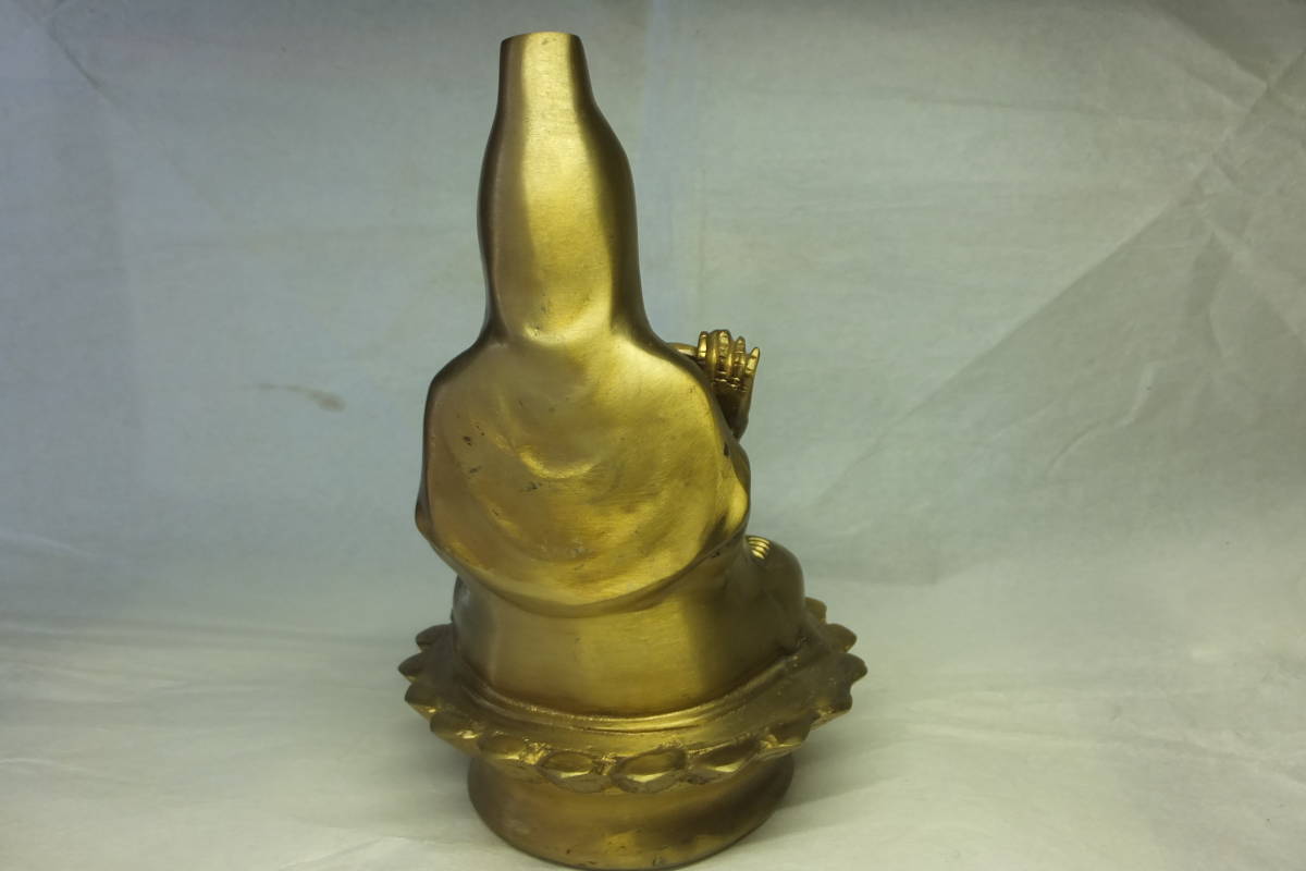 037-2 中国仏教美術　観音菩薩坐像　黄銅製　大明宣徳年製_画像4