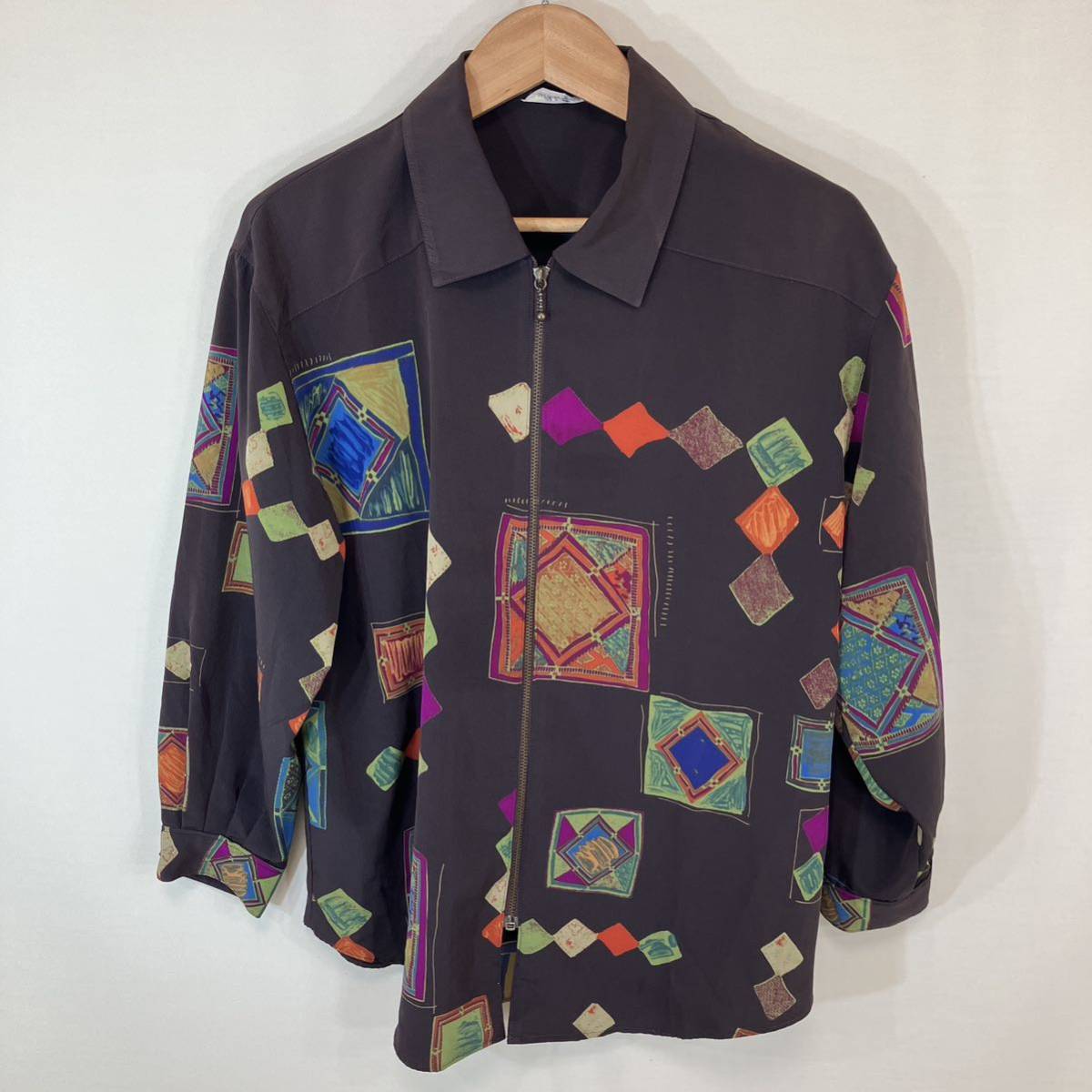 90's 90年代　ヴィンテージ　幾何学　ポリ製　ジャケット　個性的　free_画像1