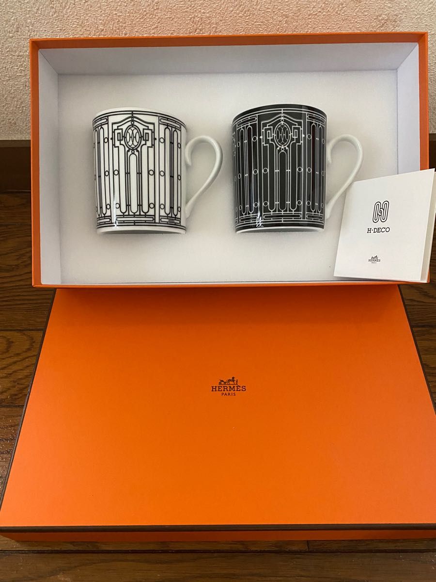 ≪未使用品≫HERMES エルメス マグカップ ペア Hデコ シリーズ 箱付き-