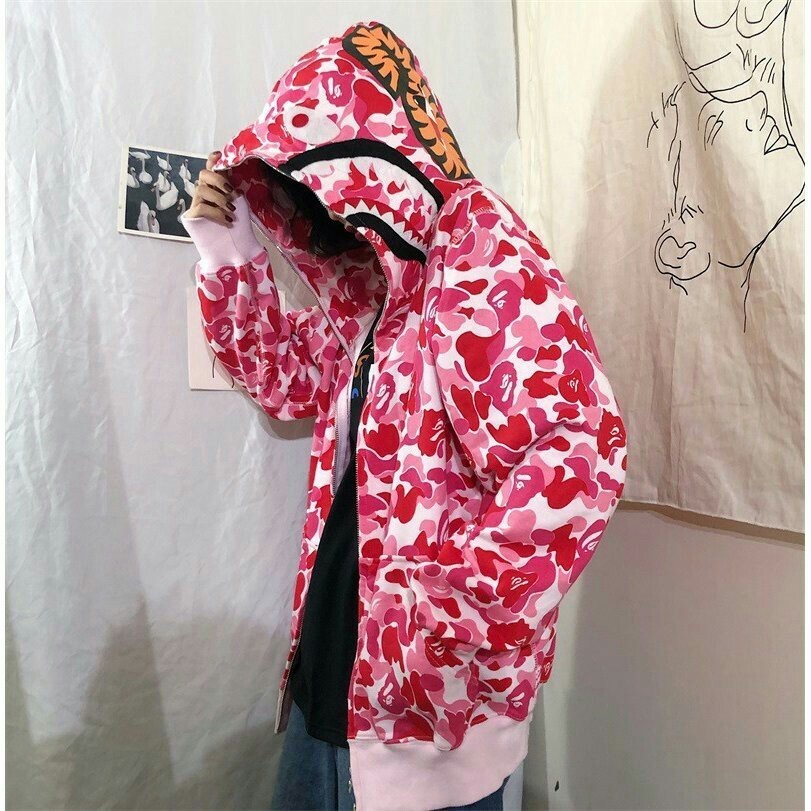 XL極美品A BATHING APE BAPE ABC CAMO SHARK FULL ZIP HOODIE PINK