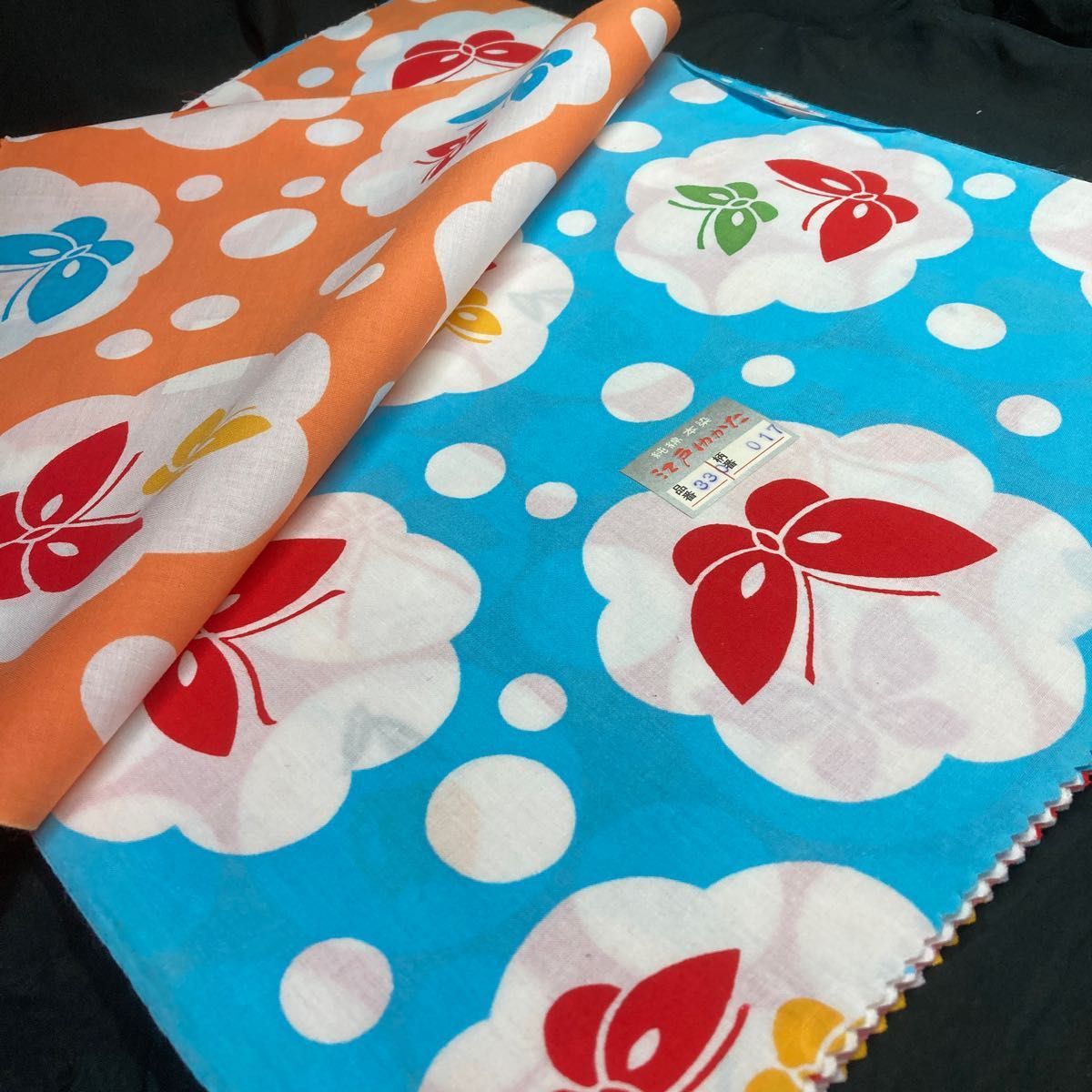 純綿 本染 江戸浴衣 見本生地サンプル 品番330 ハギレ 昭和レトロ 幅36x 45cm 10枚 花 蝶 チューリップ 桔梗