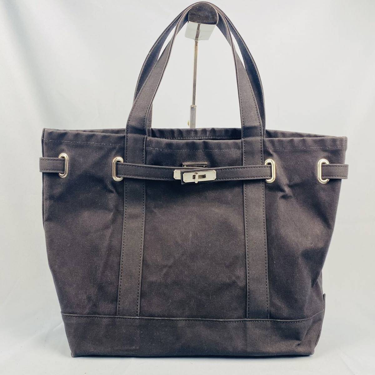 即決 sita parantica キャンバス トートバッグ ベルトタイプ シルバー金具 ターンロック シータパランティカ