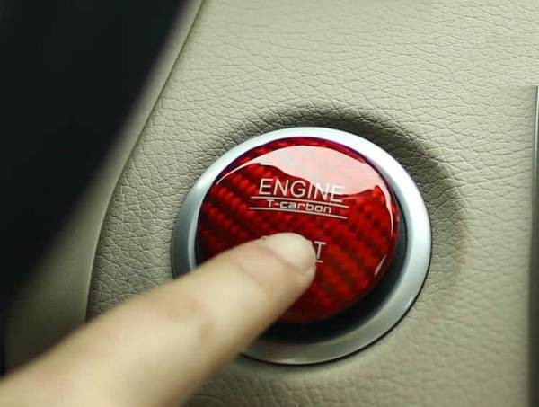 BENZ ベンツ AMG スタート プッシュ ボタン ブラック カーボン製 カバー赤色　送料無料_画像1