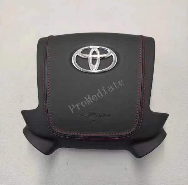  free shipping Toyota Hiace 200 series 4 type 5 type 6 type real leather made steering gear air bag cover 1 piece red stitch silver Mark 