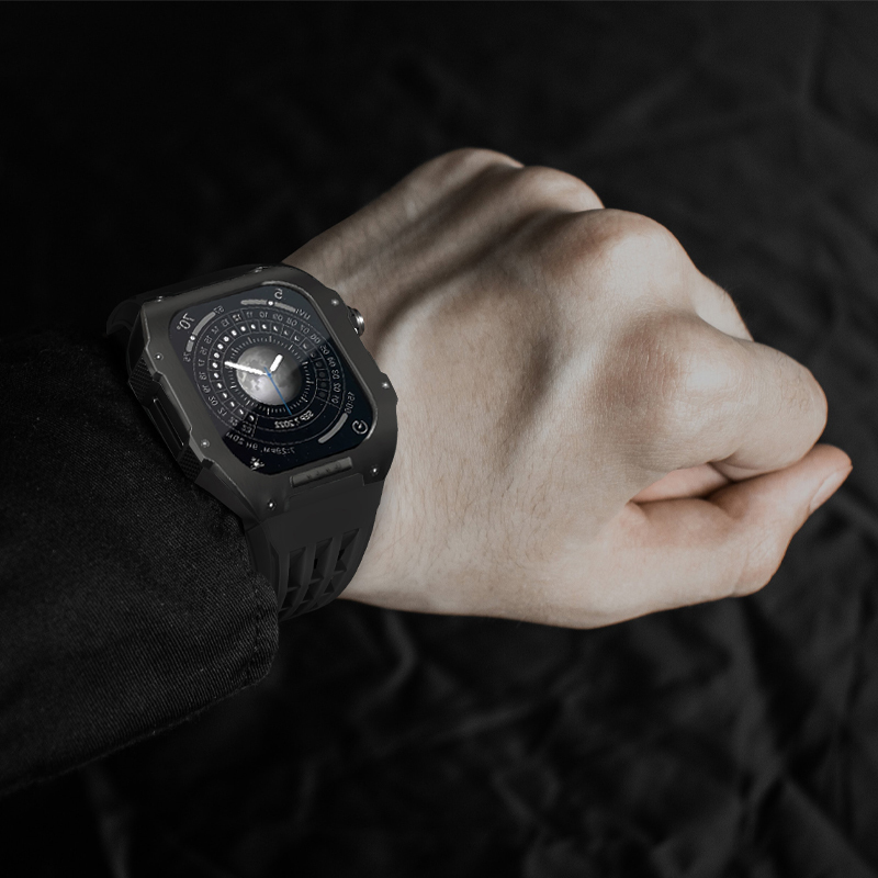 チタン合金製ブラック　apple Watch Series 7 8専用　45ｍｍ アップルウォッチケース　ベルト　1セット_画像3