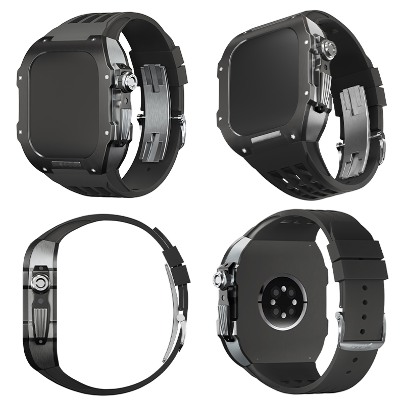 チタン合金製ブラック　apple Watch Series 7 8専用　45ｍｍ アップルウォッチケース　ベルト　1セット_画像2