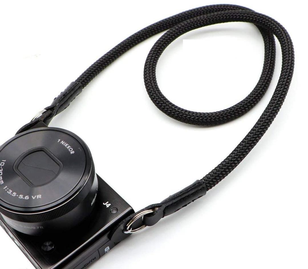 クライミングロープ製　カメラストラップ　ネックストラップ　黒