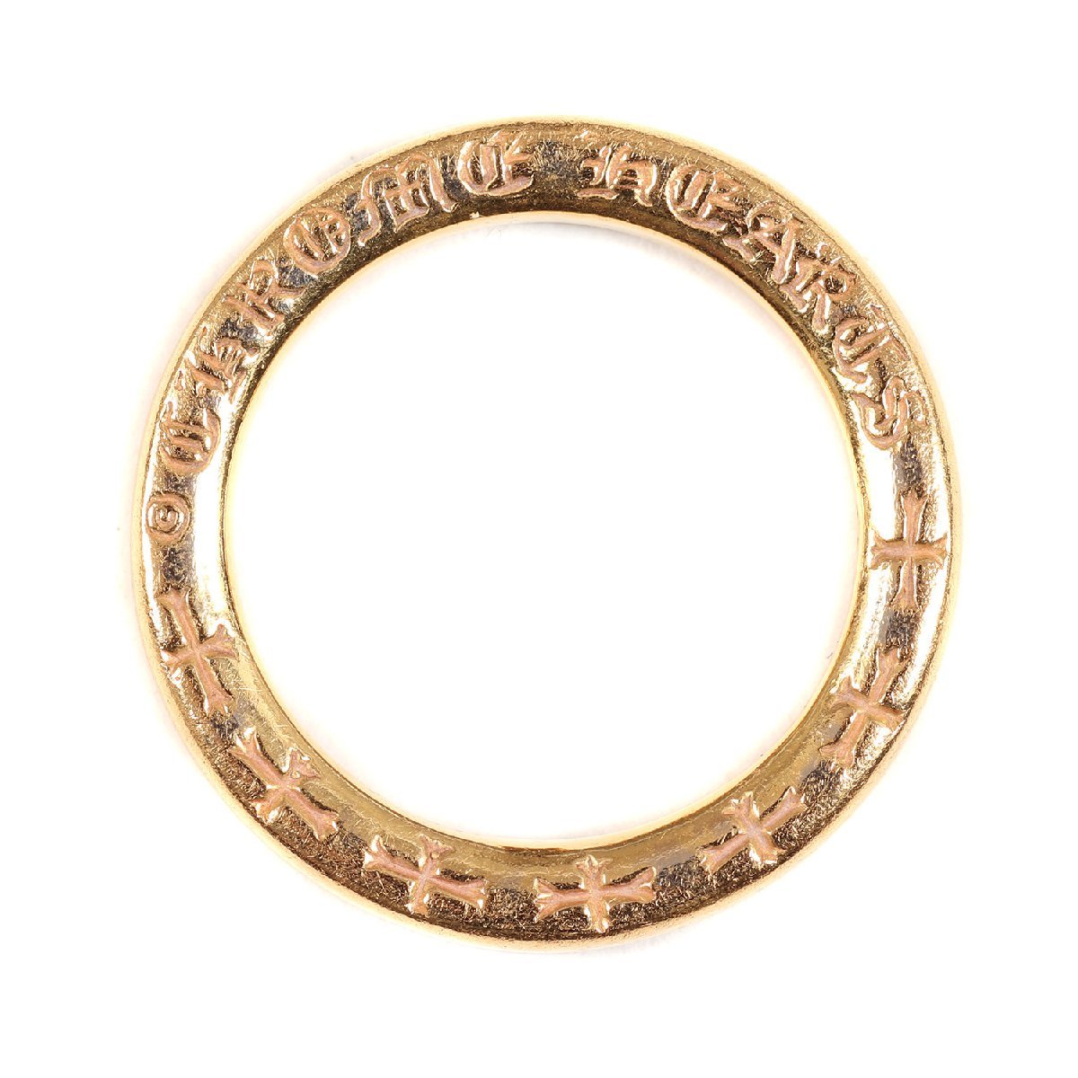 見事な HEARTS CHROME クロムハーツ シンプル ブランド アクセサリー 指輪 ゴールド 22K NTFL サイズ:10号 ナローリング 指輪