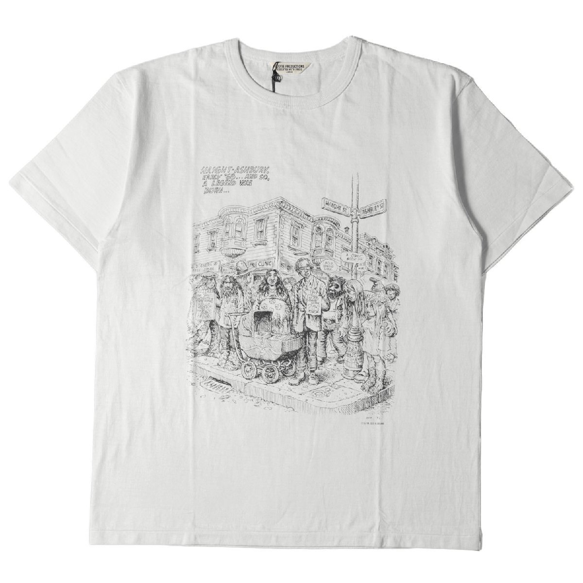 新品 COOTIE クーティー Tシャツ サイズ:L 19SS Robert Crumb イラスト グラフィック Print S/S Tee HAIGHT ASHBURY ホワイトスモーク