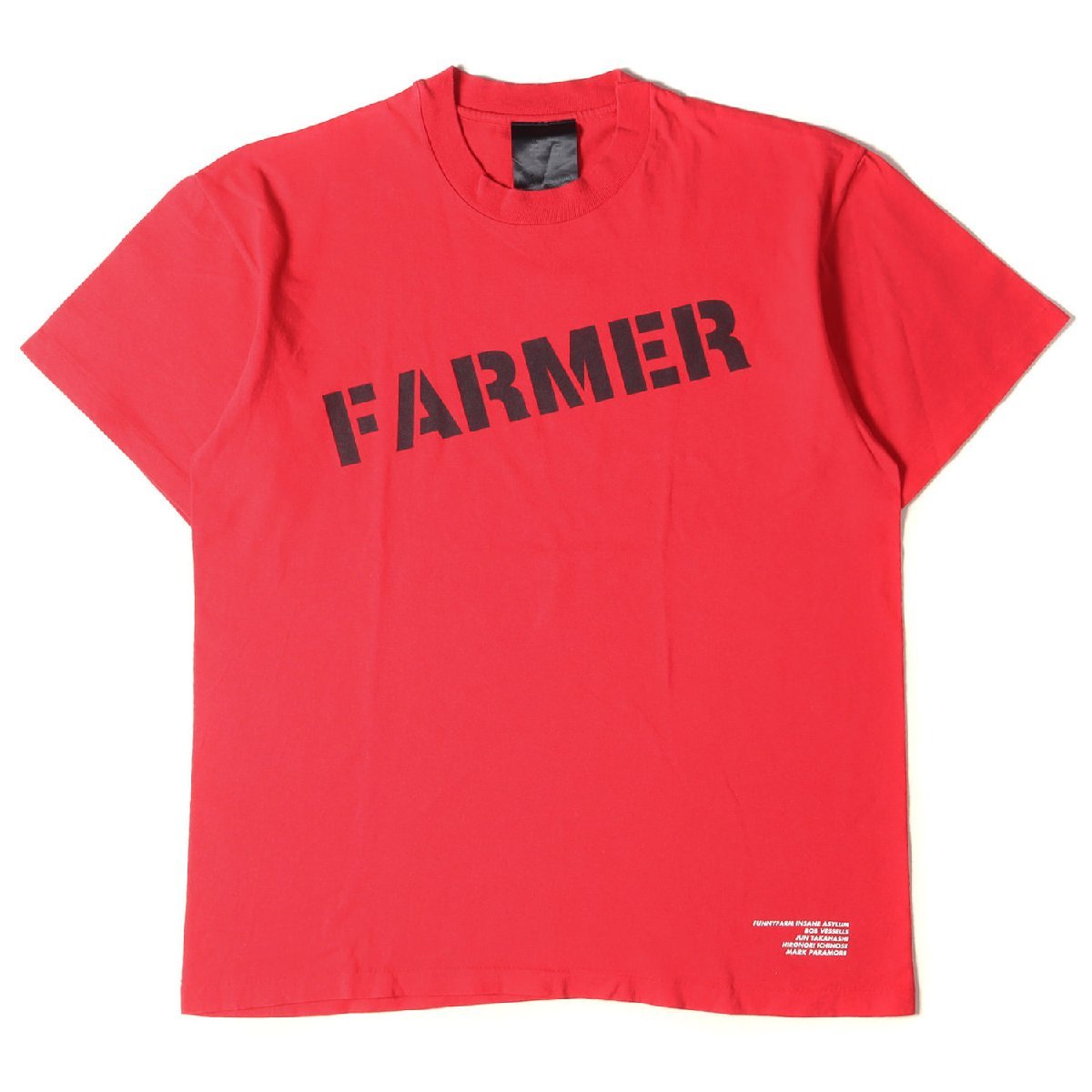 FUNNY FARM ファニーファーム Tシャツ サイズ:記載なし(M位) 90s ブランドロゴ クルーネック 当時物 レッド 赤 トップス カットソー 半袖