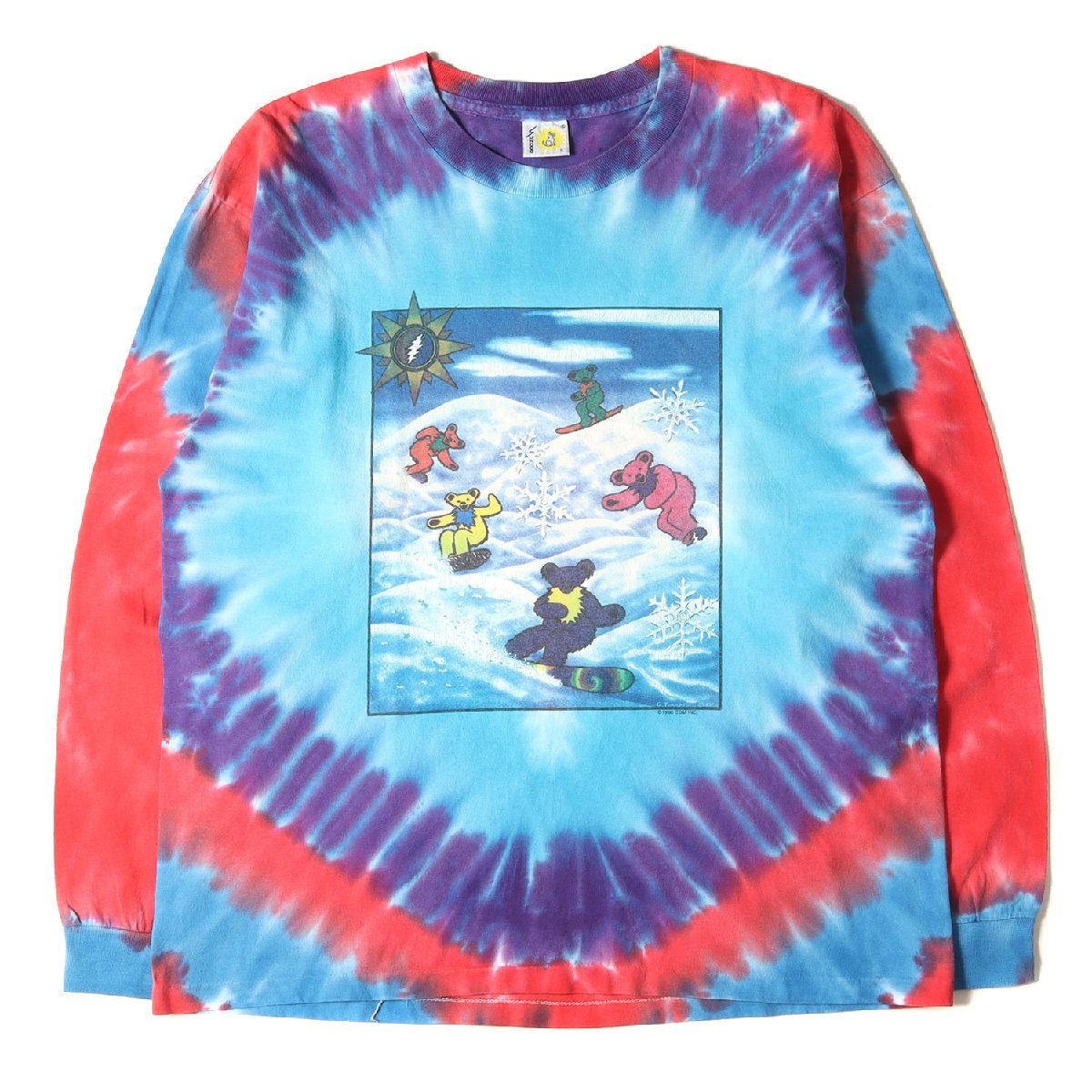 Grateful Dead Tシャツ サイズ:L 90s タイダイ染め ダンシング ベア ロングスリーブ SUNDOGボディ USA製 ヴィンテージロックアイテム_画像1