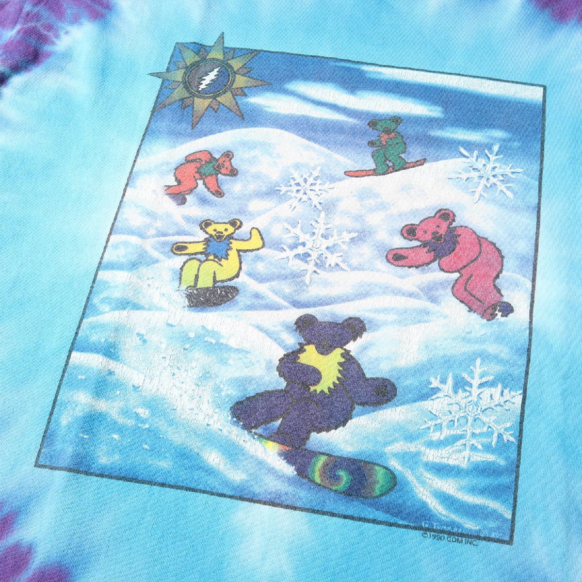 Grateful Dead Tシャツ サイズ:L 90s タイダイ染め ダンシング ベア ロングスリーブ SUNDOGボディ USA製 ヴィンテージロックアイテム_画像4