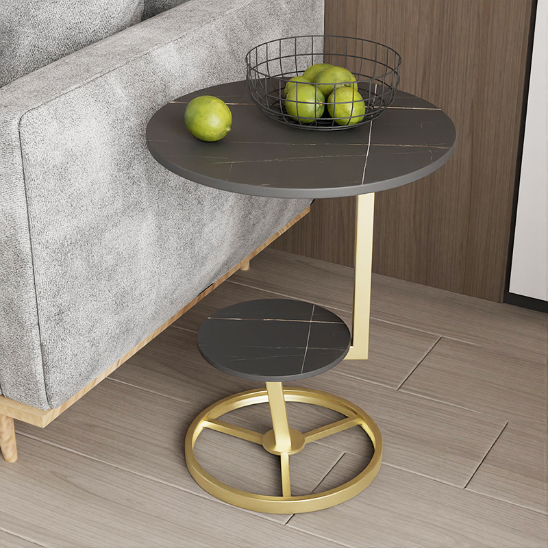 スレート天板の省スペース2段式サイドテーブル おしゃれ かわいい 家具 コーヒーテーブル エンドテーブル ナイトテーブル 防錆 防食