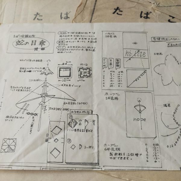 たばこペーパークラフト　蛇の目傘　3点　当時物　昭和レトロ　＃4514_画像10