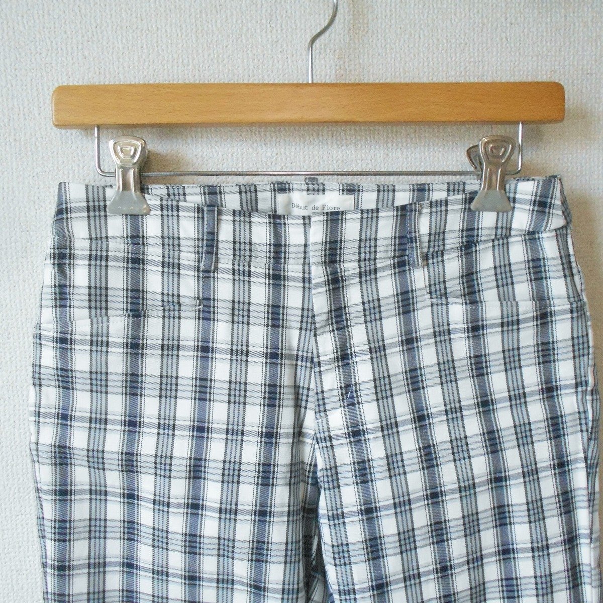  debut dofioreDebut de Fiore 7 minute height cropped pants 38 lady's check spring summer Laisse Passe 