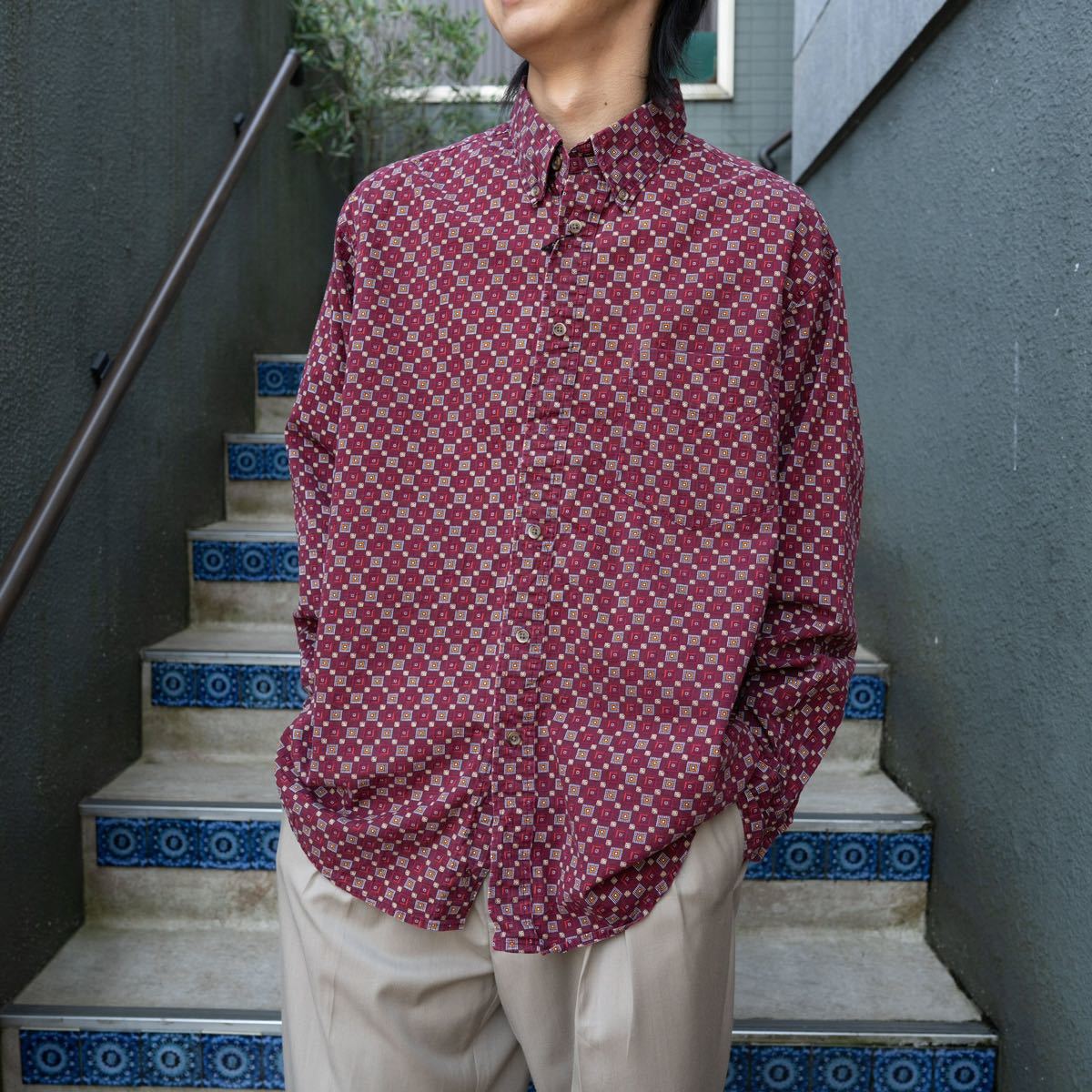 USA VINTAGE CHERESKIN PATTERNED DESIGN SHIRT/アメリカ古着柄