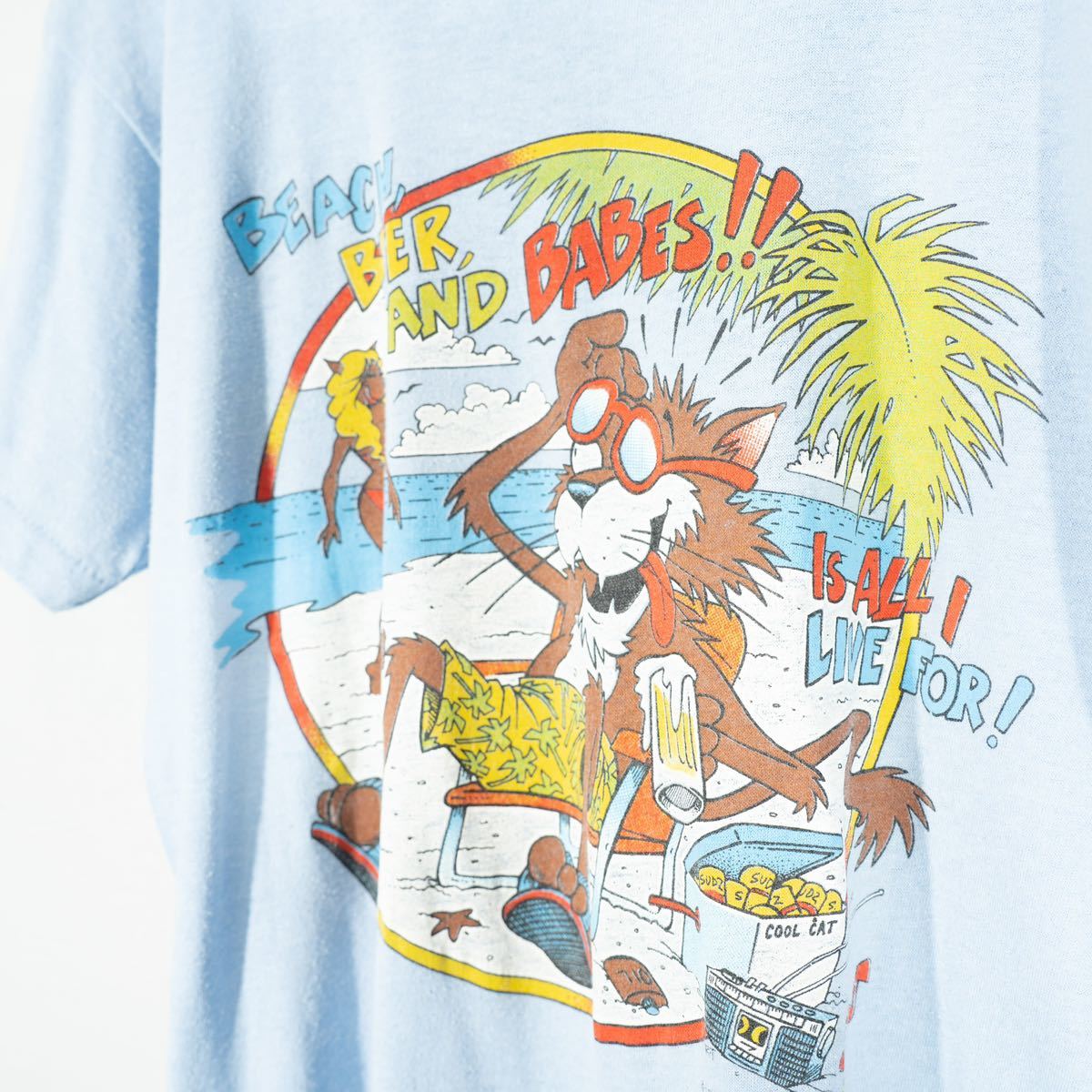 USA VINTAGE PLAY BOT WOLF PRINT DESIGN T SHIRT/アメリカ古着チャラ