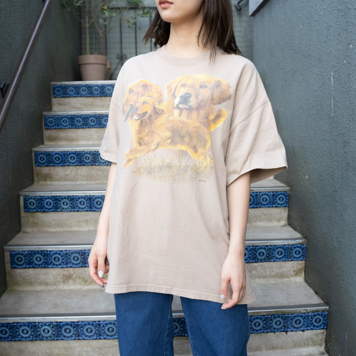 USA VINTAGE DOG PRINT DESIGN T SHIRT/アメリカ古着わんこプリントデザインTシャツ_画像1