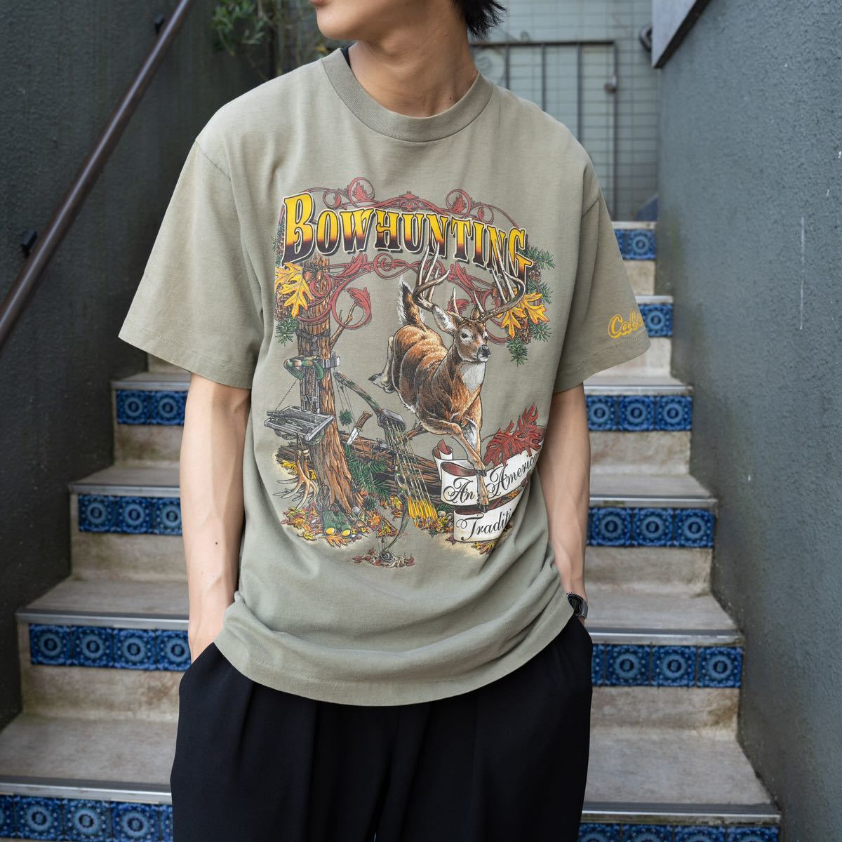 USA VINTAGE DEER PRINT DESIGN T SHIRT/アメリカ古着シカプリント