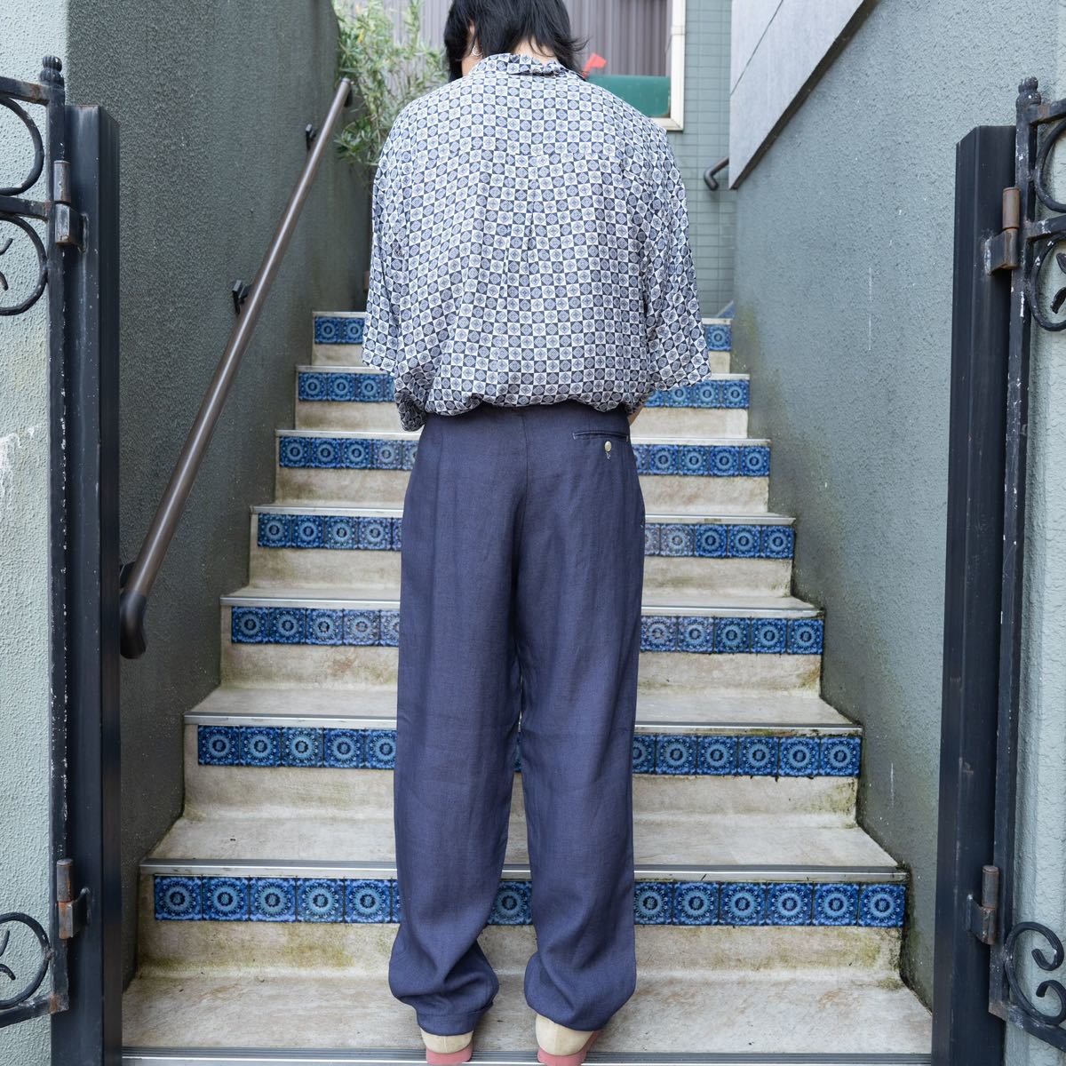 EU VINTAGE Life of RAILEY LINEN SLACKS PANTS/ヨーロッパ古着リネン