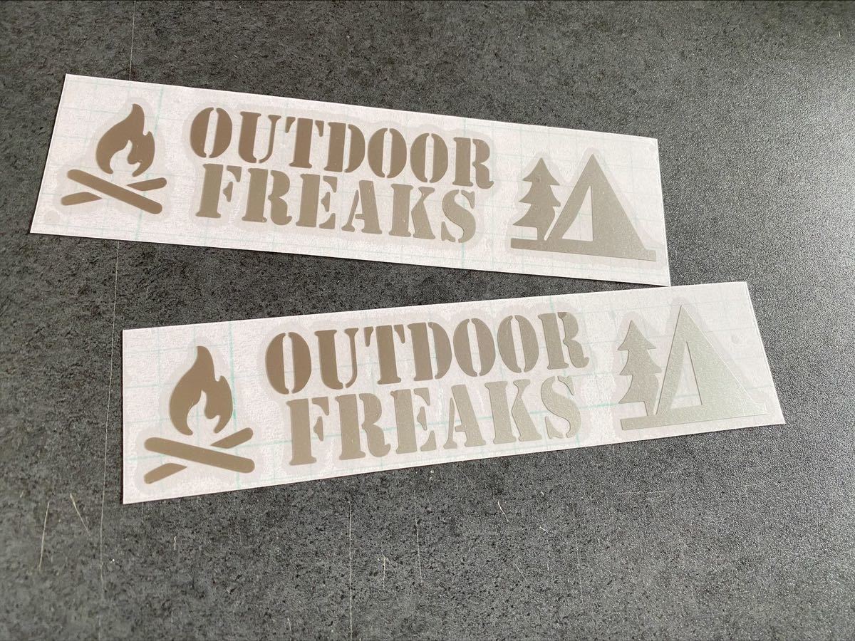 送料無料♪ OUTDOOR FREAKS ミニサイズ ステッカー 【シルバー】２枚 US アメ車 JDM 旧車 アウトドア 世田谷ベース 世田谷_画像1