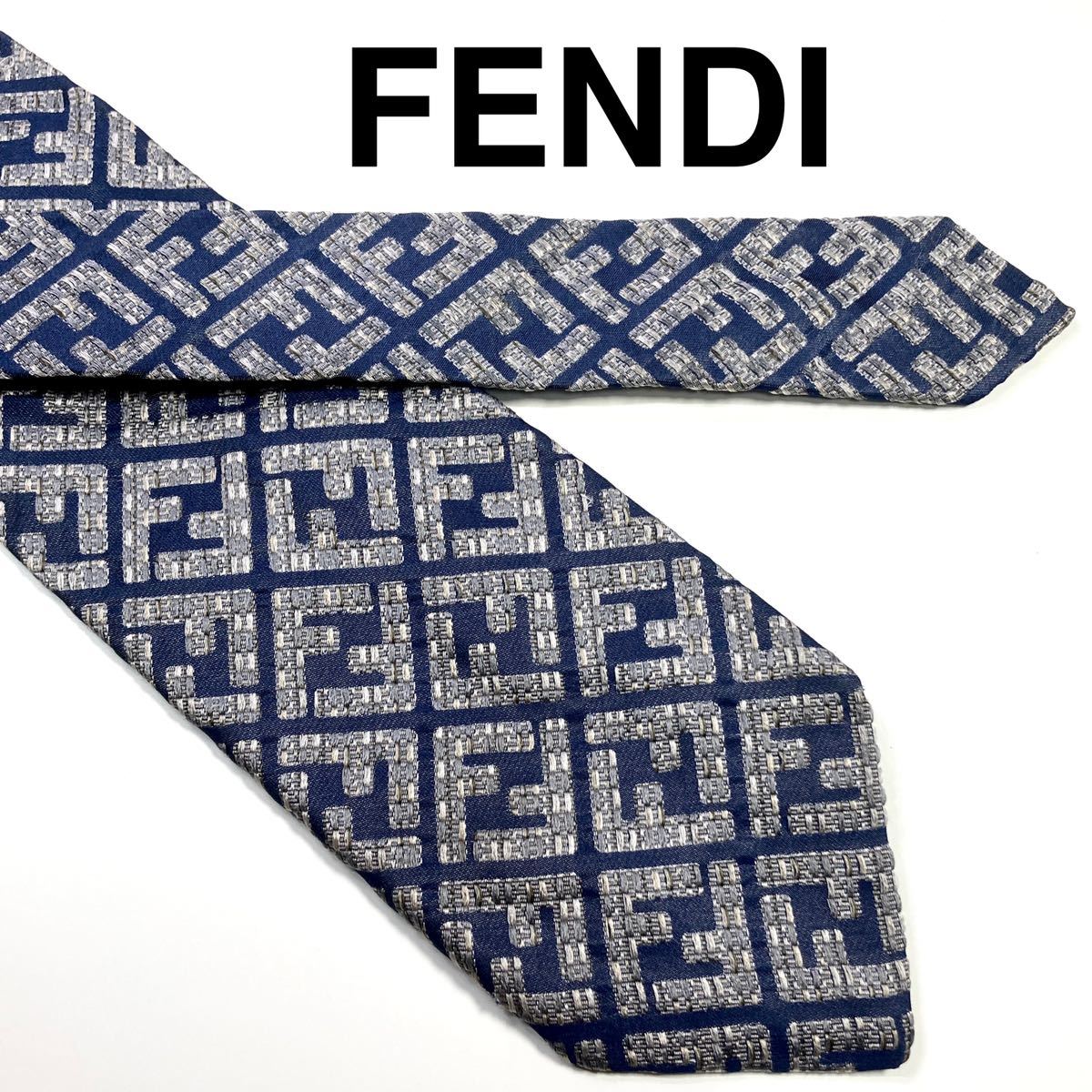 超人気 FENDI 現行 フェンディ ネクタイ シルク FFロゴ 小紋柄