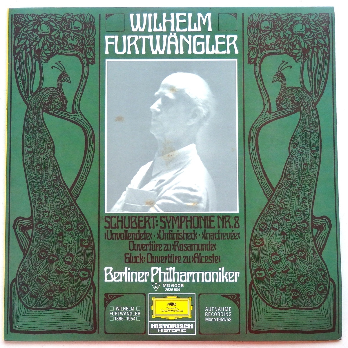 LP シューベルト 交響曲第8番未完成 アルチェステ序曲 ロザムンデ序曲 フルトヴェングラー ベルリンフィル MG 6008　_画像1