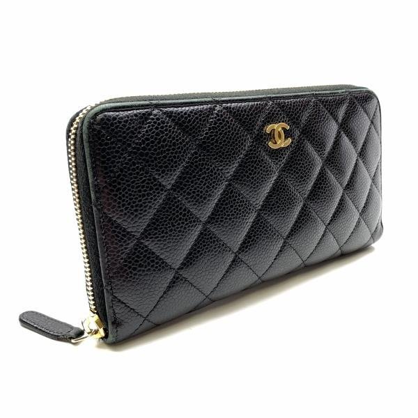CHANEL シャネル A50097 マトラッセ ラウンドファスナー キャビア