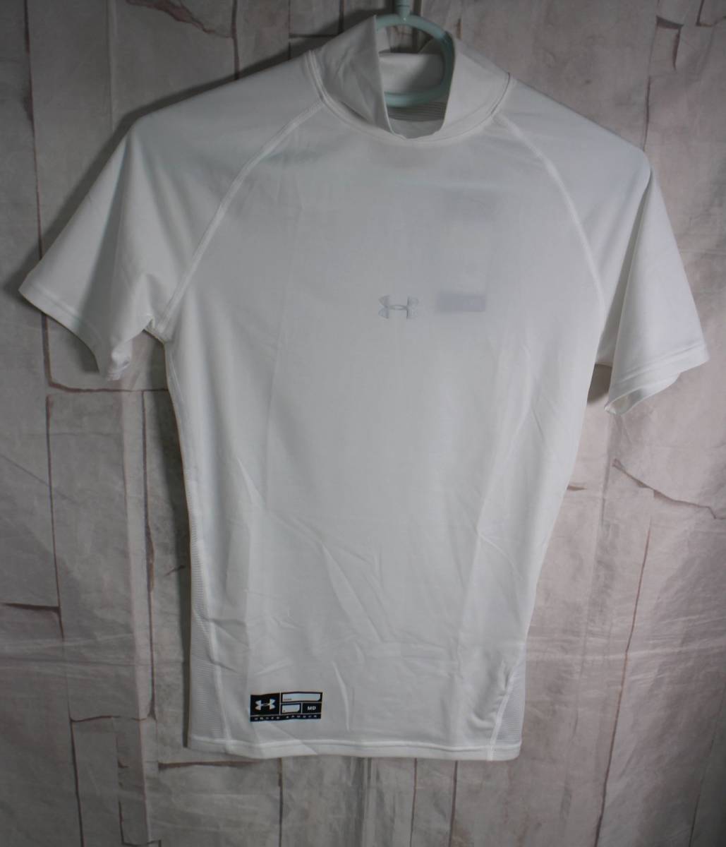 15 04091 ☆ UNDER ARMOUR アンダーアーマー UAヒートギアアーマー コンプレッション メンズ 1358642 White MD【アウトレット品】_画像1