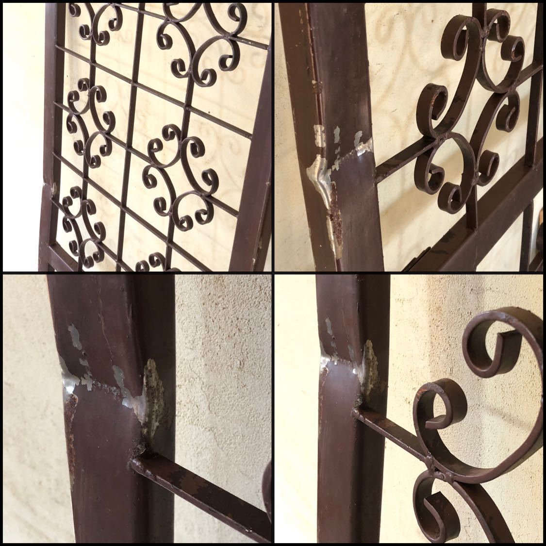 V-125=W68×H170 old iron made. one-side . door fittings fence antique door in dust real Vintage divider partition ftg