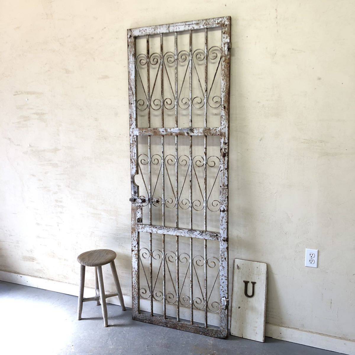 V-121=W69×H198 старый железный производства. одна сторона . дверь двери забор античный дверь in пыль настоящий Vintage перегородка перегородка ftg