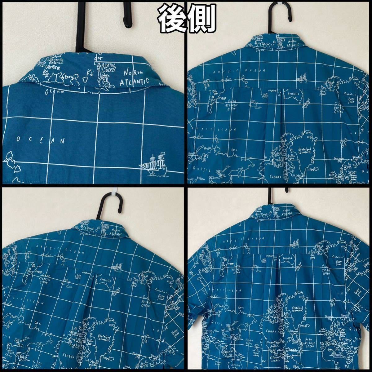  new goods tag attaching graniph(glanif) men's short sleeves shirt S(T160-170cm) blue cotton cotton outdoor travel resort line comfort ( stock )glanif