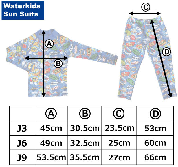 WSP 子ども用 ラッシュガード上下セット J3 レッド ウォーターキッズ・サンスーツ_画像3