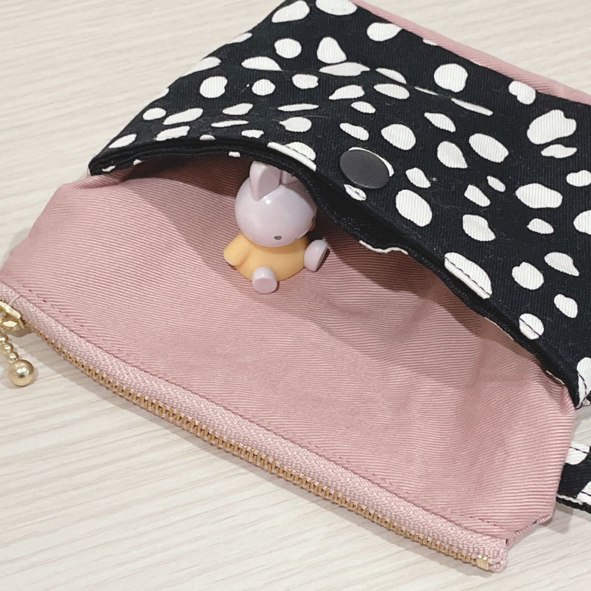 ハンドメイド ポーチ ダルメシアン ピンク ポケットティッシュポーチ