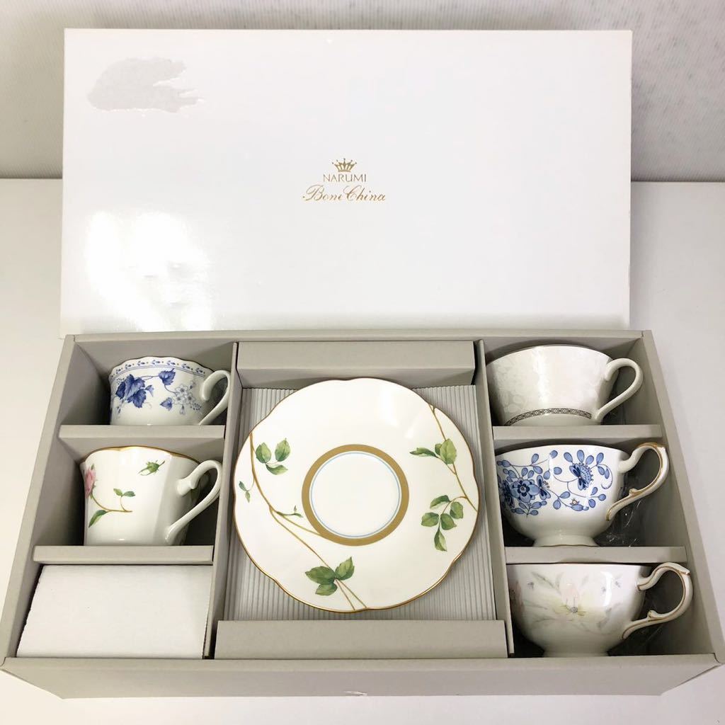 EN4432a）NARUMI BONE CHINA ナルミ チャイナ カップソーサー ５客セット コーヒーカップ ティーセット 花柄 