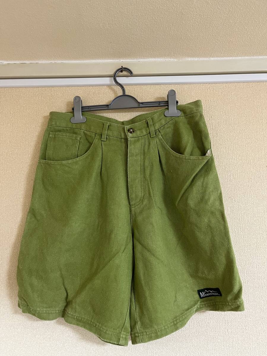 古着 MANASTASH ショートパンツ マナスタッシュ ヘンプ ショーツ Mサイズ 夏フェス キャンプ THC レア ビンテージ _フロント