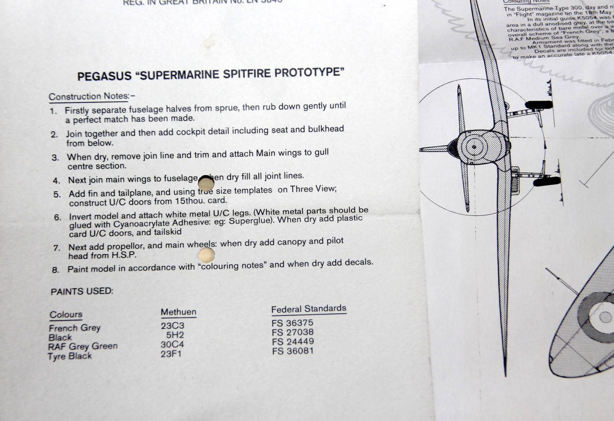 スーパーマリン タイプ300 スピットファイアプロトタイプ Supermarine Type 300 Spitfire Prototype 1/72 PEGASUS 旧品ガレージキット NCでの画像5