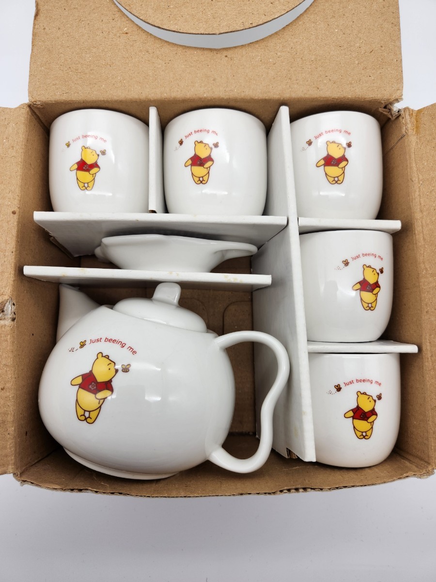 未使用品 ディズニー Pooh COLLECTION プーさん ティーセット Tea Set 茶具組 ティーポット ティーカップ お茶セット の画像2