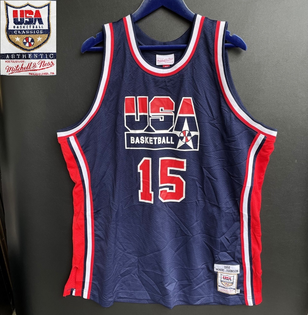 90s Mitchell & Ness ミッチェル＆ネス Magic Johnson 15 USA Basketball Home 1992 Dream Team ゲームシャツ ユニフォーム size 2XL