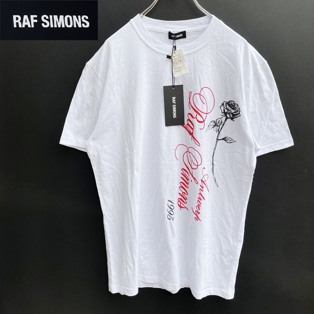 新品タグ付き 定価4.7万 RAF SIMONS ラフシモンズ 別注「Slim fit T-shirt」Ron Herman 10周年記念 プリント Tシャツ size M イタリア製