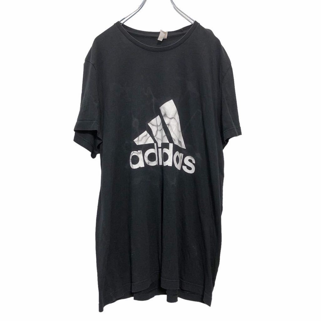 adidas 半袖 プリント Tシャツ XL ブラック ホワイト アディダス 夏 古着卸 アメリカ仕入 a506-6072_画像1