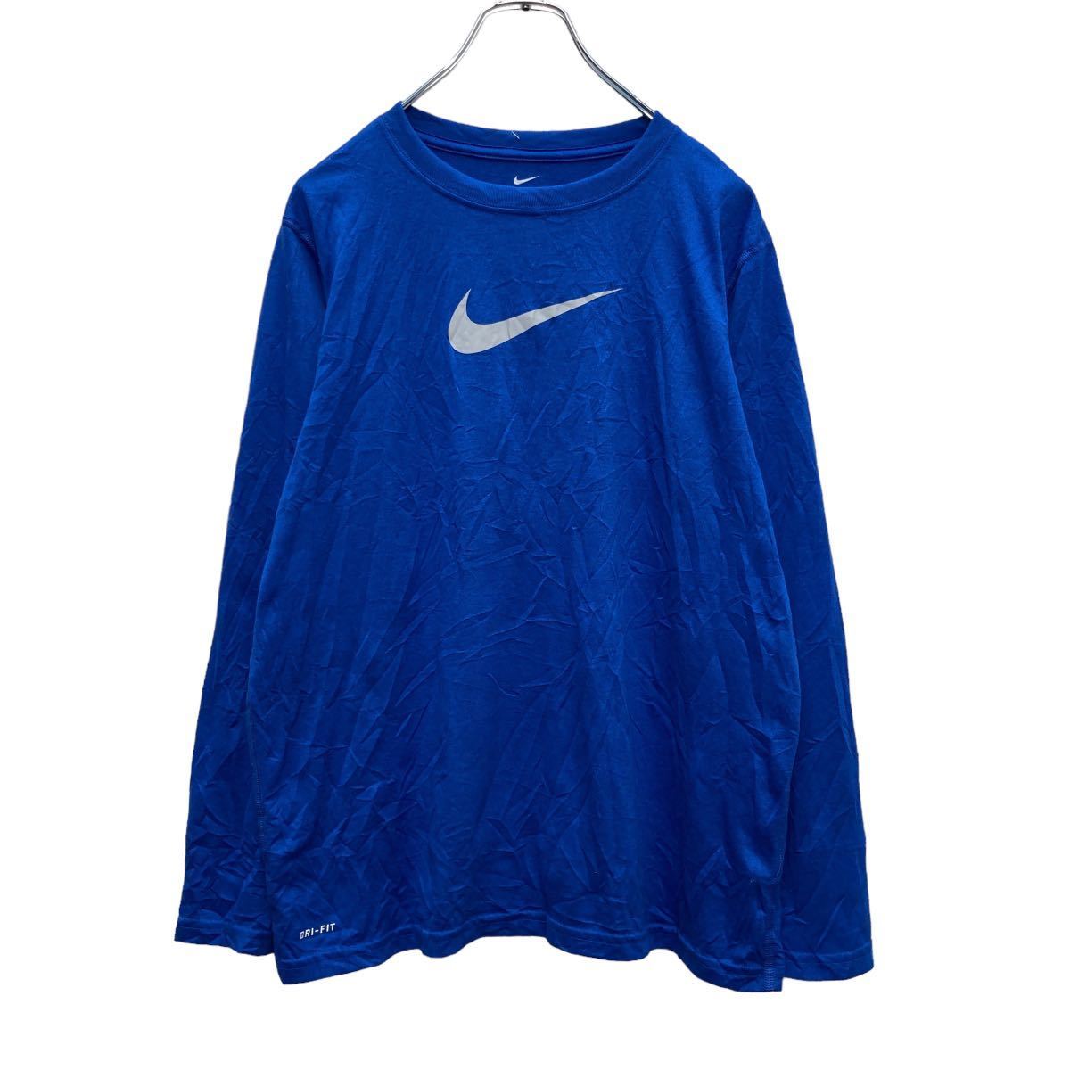 NIKE 長袖 プリント Tシャツ ユースサイズ XL 160～ ブルー グレー ナイキ ロゴ スポーツ ロンT 古着卸 アメリカ仕入 a506-5053_画像1