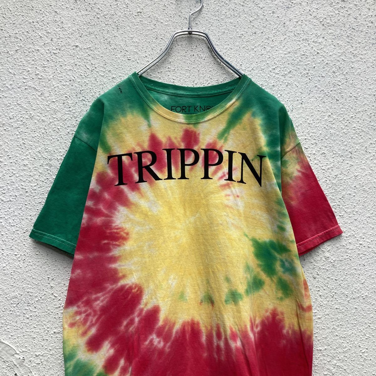 FORT KNOX 半袖 タイダイ Tシャツ M グリーン イエロー レッド TRIPPIN 古着卸 アメリカ仕入 a506-5259_画像2