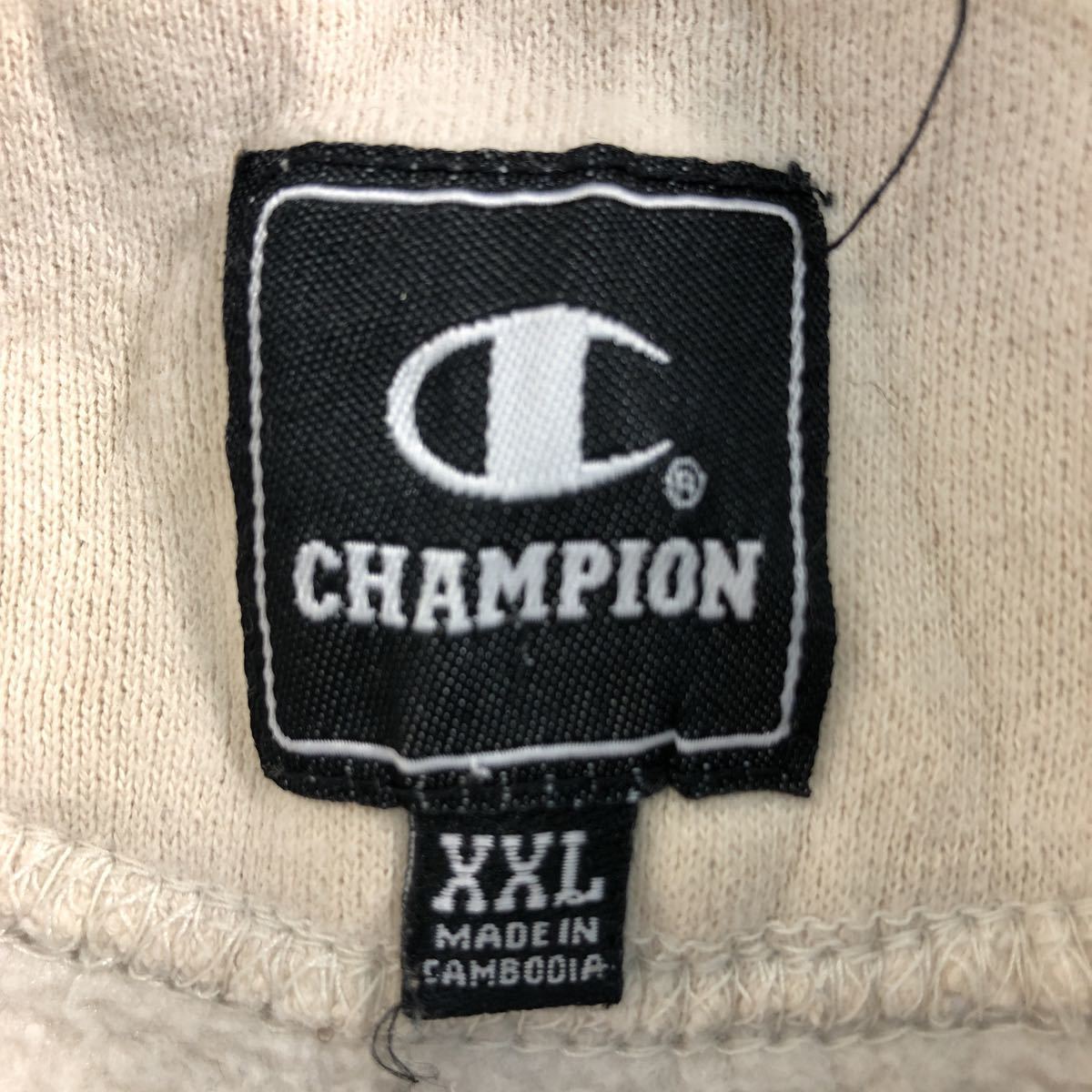 Champion ロゴ スウェット パーカー 2XL ベージュ チャンピオン ビッグサイズ プルオーバー ワンポイントロゴ古着卸アメリカ仕入 a506-5866_画像9