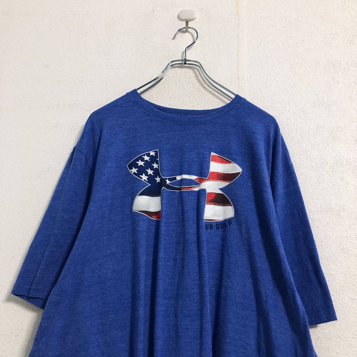 UNDER ARMOUR 半袖 プリント Tシャツ 2XL ブルー アンダーアーマー ビッグサイズ 星条旗 古着卸 アメリカ仕入 a506-6008_画像2