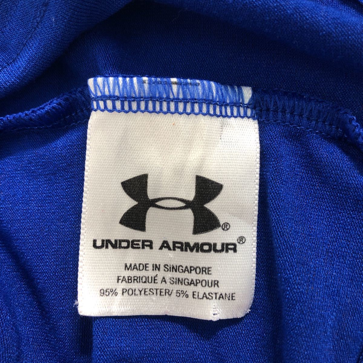 UNDER ARMOUR 半袖 ロゴ Tシャツ M ブルー アンダーアーマー ワンポイントロゴ スポーツ 古着卸 アメリカ仕入 a506-6158_画像7